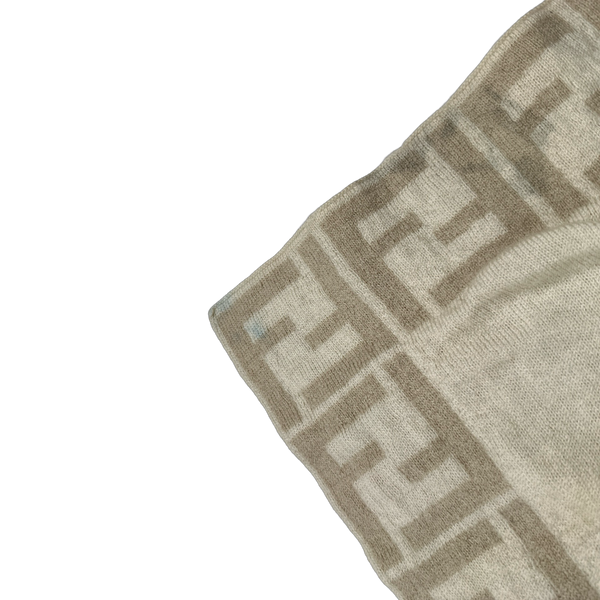 Fendi Monogram Tan Wool Scarf