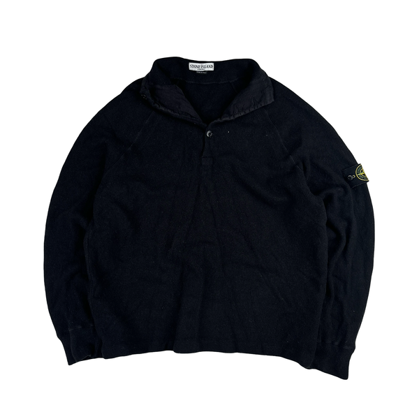 Stone Island 2004 Black Cotton Vintage Pullover Jumper - XL
