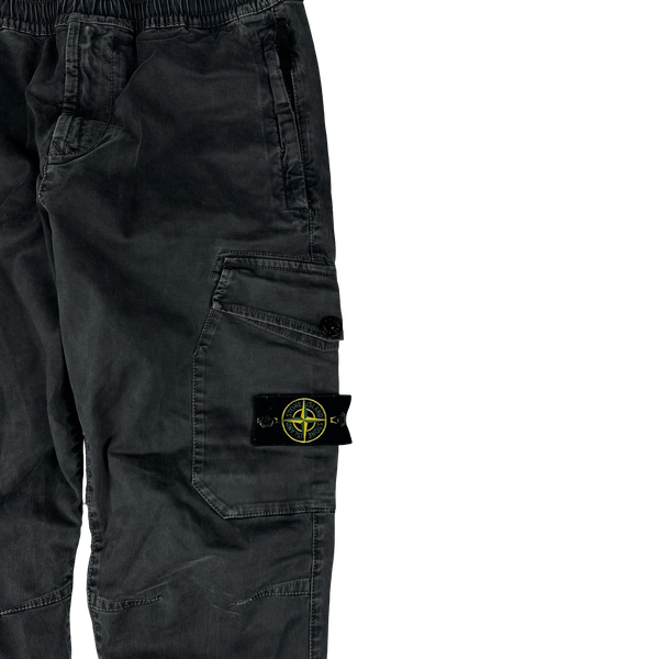Stone Island 2020 Washed Black RE T Cargo Trousers - 30"