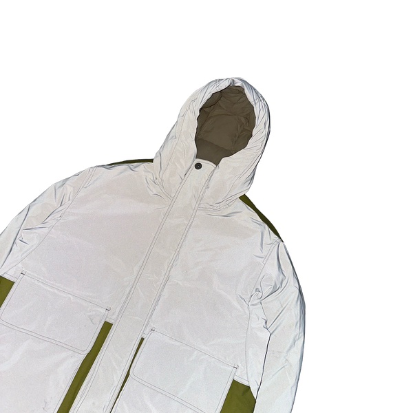 Stone Island 2024 Panno Resinato Plated Reflective Down Marina Parka Jacket - Large