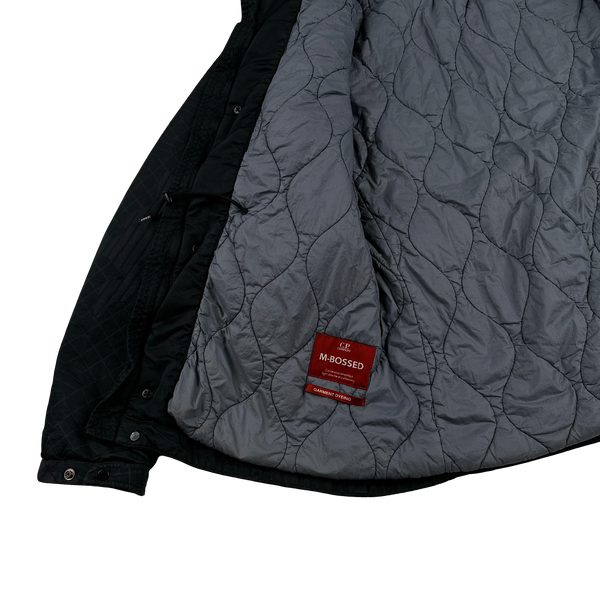 CP Company Black M Bossed Quilted Goggle Jacket - Medium