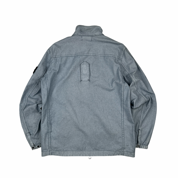 Stone Island 2019 Canvas Placcato Washed Blue Jacket - Medium