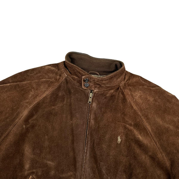 Ralph Lauren Brown Heavyweight Suede Bomber Jacket - XL