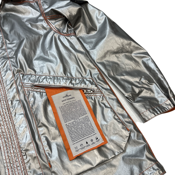 Stone Island Reversible Silver Orange Spaceman Raso Gommato Jacket - Small