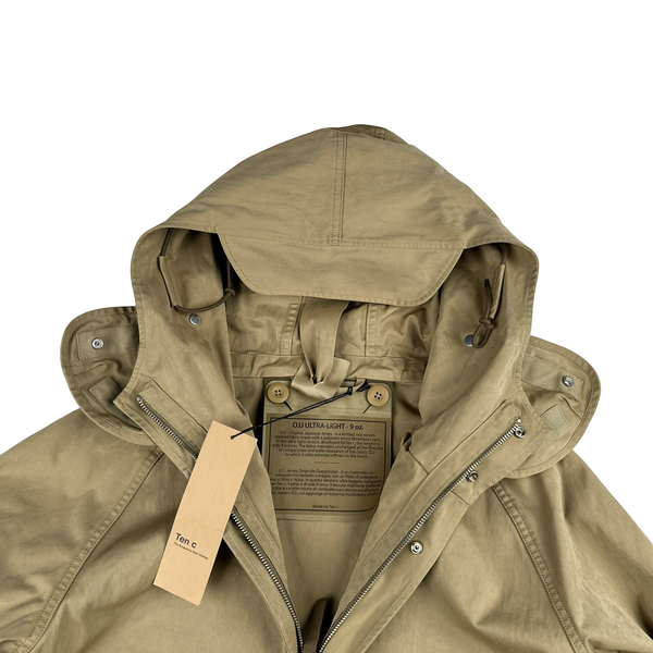 Ten C Beige Short Sniper Hooded Jacket - Medium
