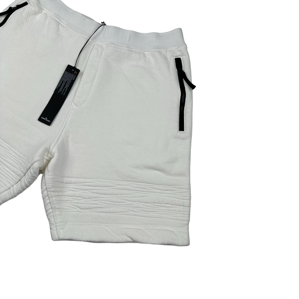 Stone Island 2022 White Compass Thick Cotton Shorts - Large