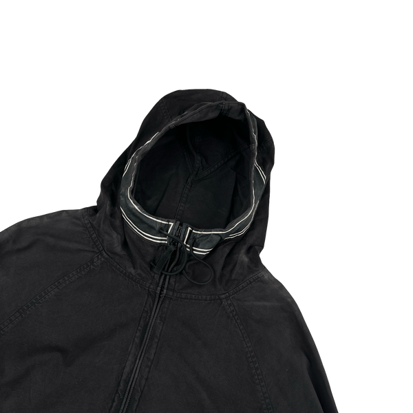 Stone Island 2006 Black Laminated Cotton Hooded Jacket - Large