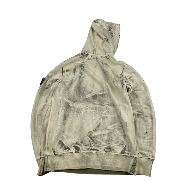 Stone Island 2017 Khaki Hand Corrosion Pullover Hoodie - Medium