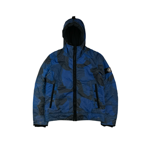 Stone Island 2012 Blue Fleece Lined Camo Reflective Jacket - Large