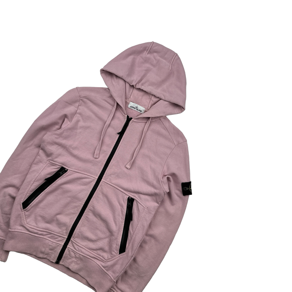 Stone Island 2017 Pink Cotton Zipped Hoodie - Small