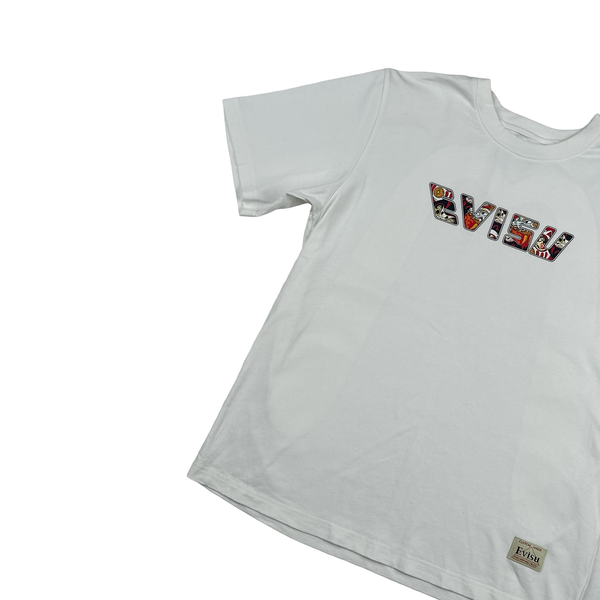 Evisu Graphic White Spellout T Shirt - Large