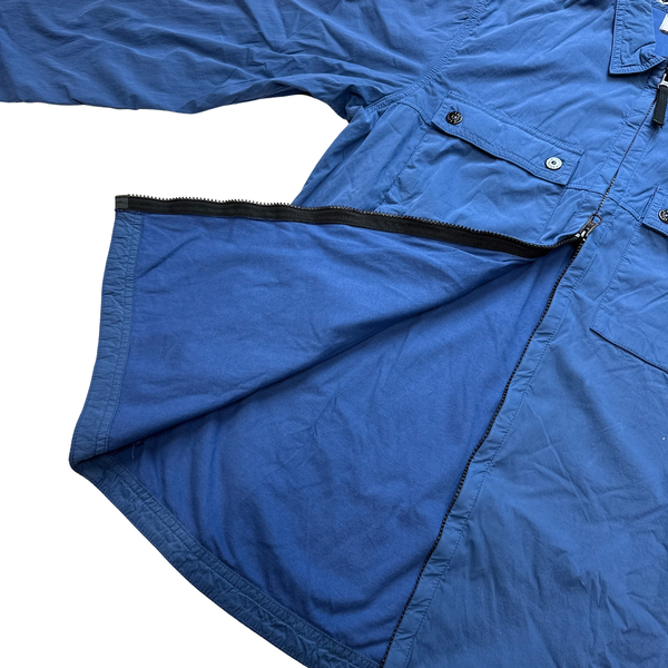 Stone Island Blue Cotton Lined Overshirt - Large