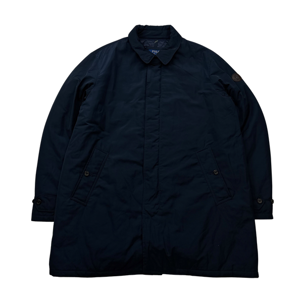 Ralph Lauren Navy Quilted Lined Collared Long Jacket - XL