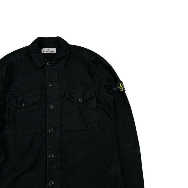 Stone Island 2017 Black Thick Brushed Cotton Overshirt - Large