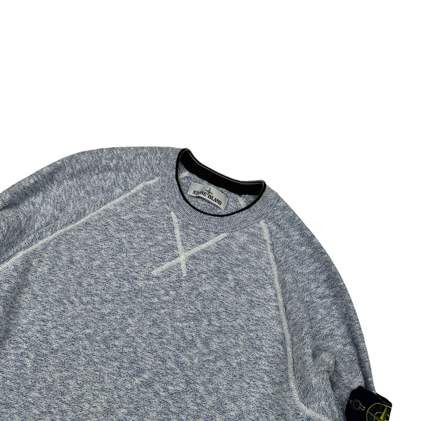 Stone Island 2015 Mottled Blue Marl Crewneck Cotton Knit - Large