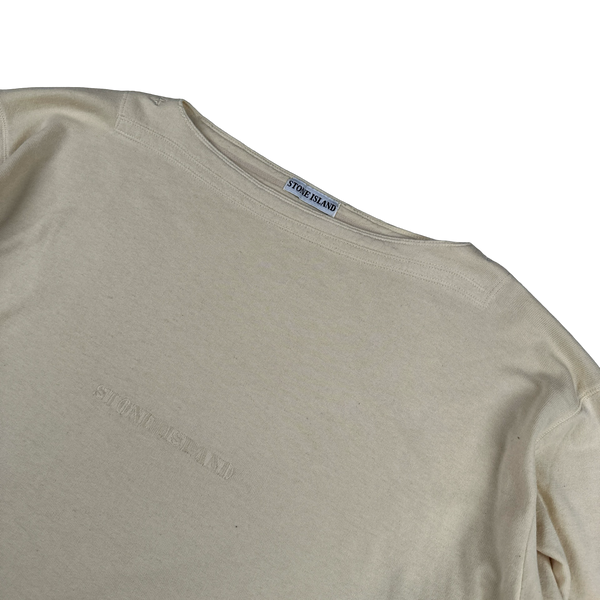 Stone Island 1990s Vintage Cream Spellout Pullover - XL