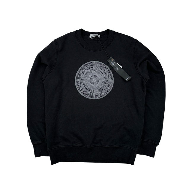 Stone Island 2023 Black Industrial Compass Cotton Crewneck - Medium