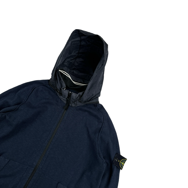 Stone Island 2013 Navy Nylon Hooded Full Zip Cardigan - Medium