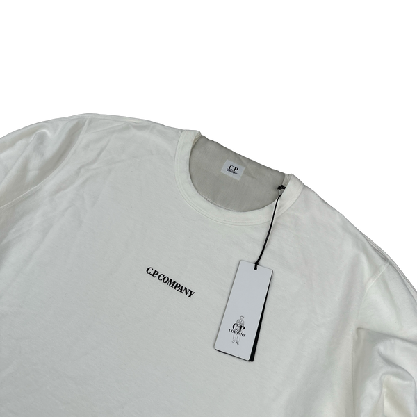 CP Company White Cotton Spellout Crewneck Jumper - XXL