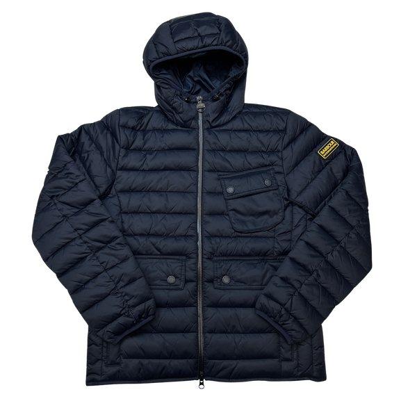 Barbour International Navy Fibre Down Motorcycle Puffer Jacket - Medium