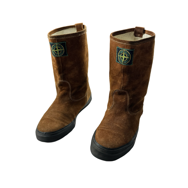 Stone Island 80's Green Edge Suede Boots - UK 7