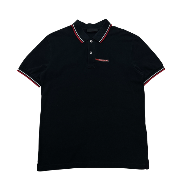 Prada Black Cotton Polo Shirt - Medium