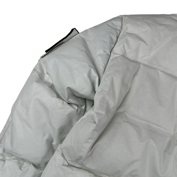 Stone Island 2016 White Featherweight Down Leather Puffer Jacket - Medium