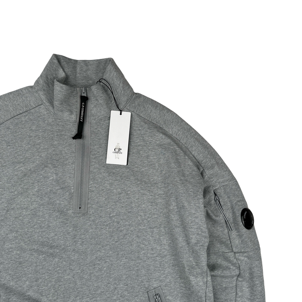 CP Company Grey Cotton Lens Viewer Quarter Zip Pullover - XL