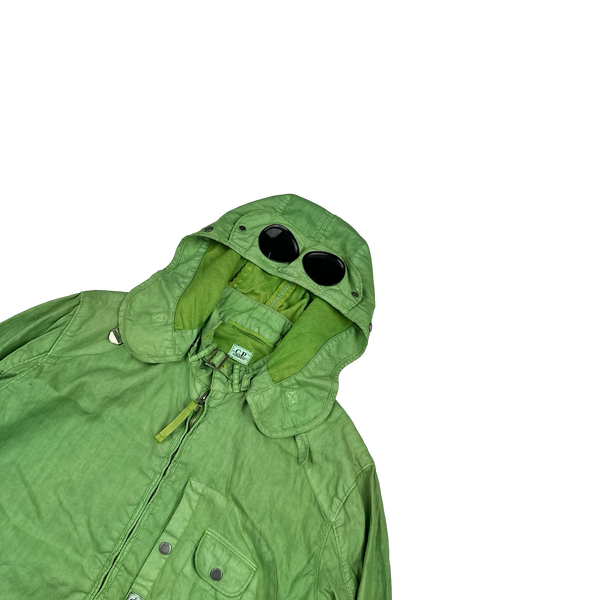CP Company Green Lino Flax Cotton La Mille Goggle Jacket - XL