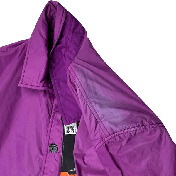 Stone Island 2022 Fuchia Purple Garment Dyed Crinkle Reps Zipped Overshirt - XL