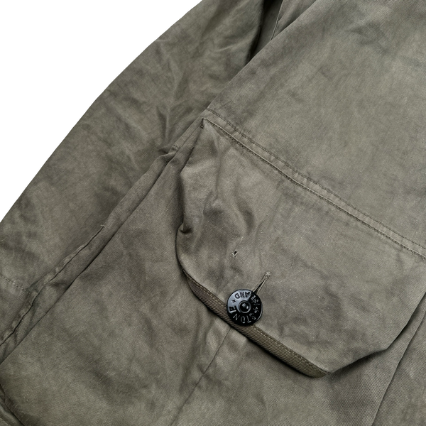 Stone Island 2002 Brown Lino Flax Blend Zipped Jacket - Large