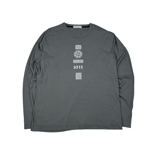 Stone Island Grey Graphic Spellout Longsleeve Shirt - XXL