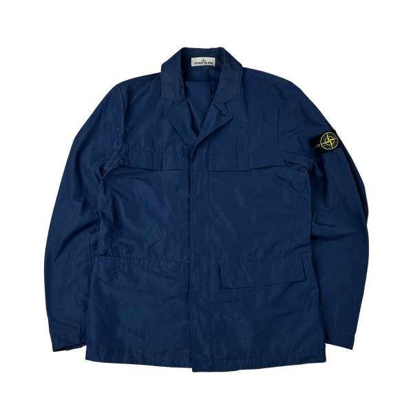 Stone Island 2019 Blue Micro Reps Button Up Jacket - Large