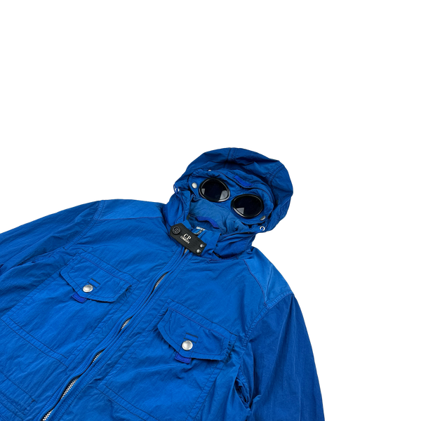 CP Company Blue Chrome Shimmer Goggle Multi Pocket Jacket - Medium