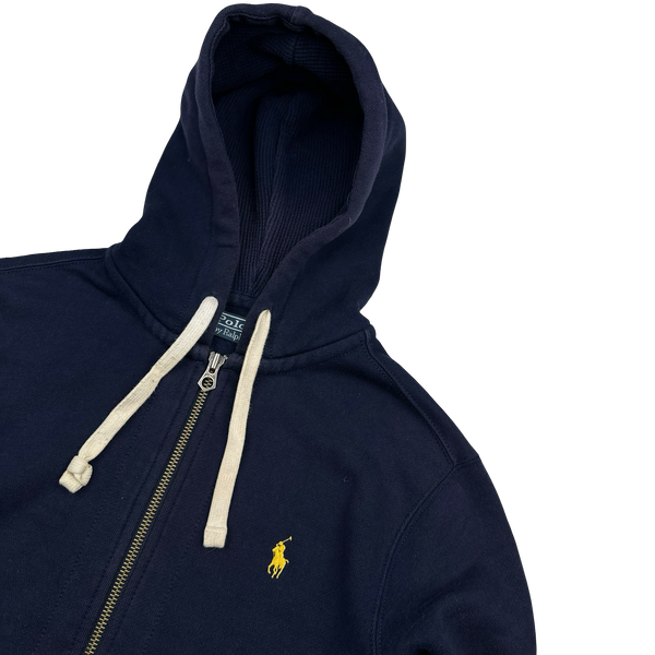 Ralph Lauren Navy Thick Cotton Zipped Hoodie - Small