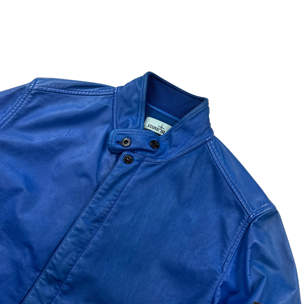 Stone Island 2014 Blue Lightweight Leather Felpa Jacket - Large