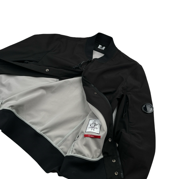 CP Company Black Soft Shell Bomber Jacket - Medium