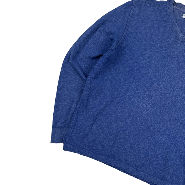 Stone Island 2006 Blue V Neck Knitted Crewneck Jumper - Large
