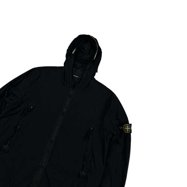 Stone Island 2021 Black Skin Touch Nylon Hooded Jacket - Medium