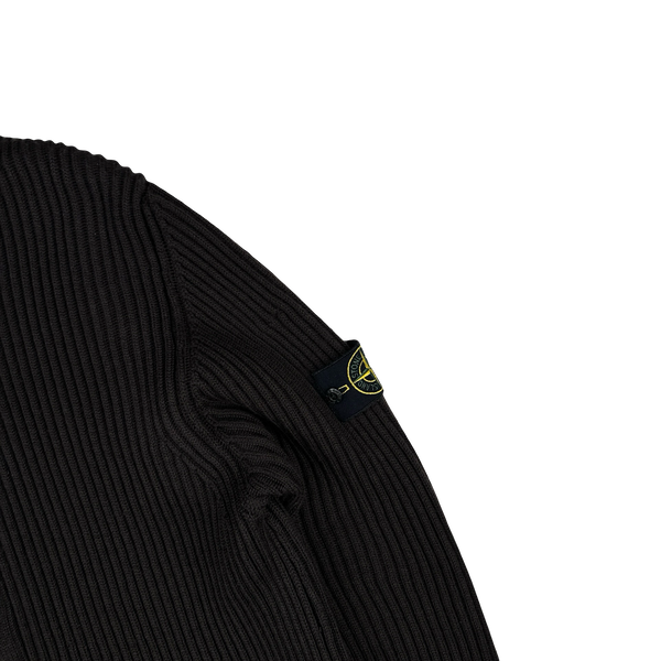 Stone Island 2005 Brown Wool Buttoned Ribbed Jumper - XXL