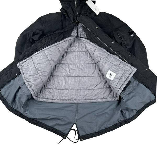 CP Company 50 Fili Black Double Lined Long Fish Tail Jacket - Large