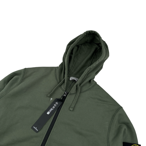 Stone Island 2024 Green Zipped Hoodie - Large