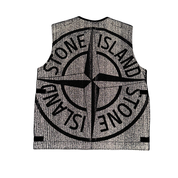 Stone Island 2022 Charcoal Needle Punched Reflective Gilet - Small