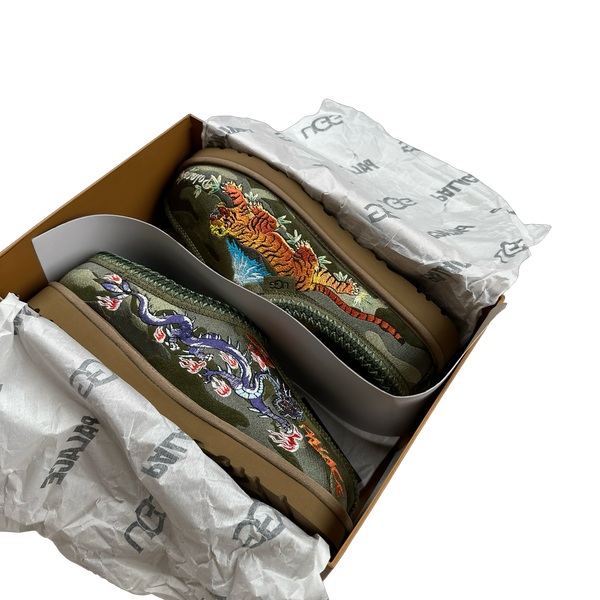 UGG X Palace Burnt Olive Embroidered Japanese Camo Tasman Shoes - UK 9
