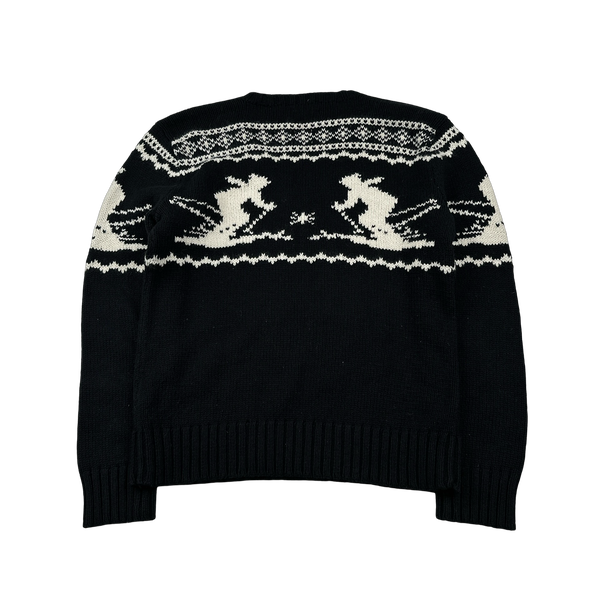 Ralph Lauren Wool Knit Folk Style V-Neck Jumper - Small