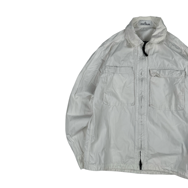 Stone Island 2018 White Cotton Zipped Overshirt - Medium