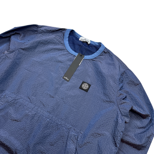 Stone Island 2017 Blue Poly Frame 3D Effect Nylon Pullover Jumper - XL