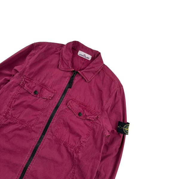 Stone Island 2019 Magenta Cotton Zipped Overshirt - Small