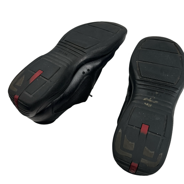 Prada Black Red Tab Cup Trainers - UK 9