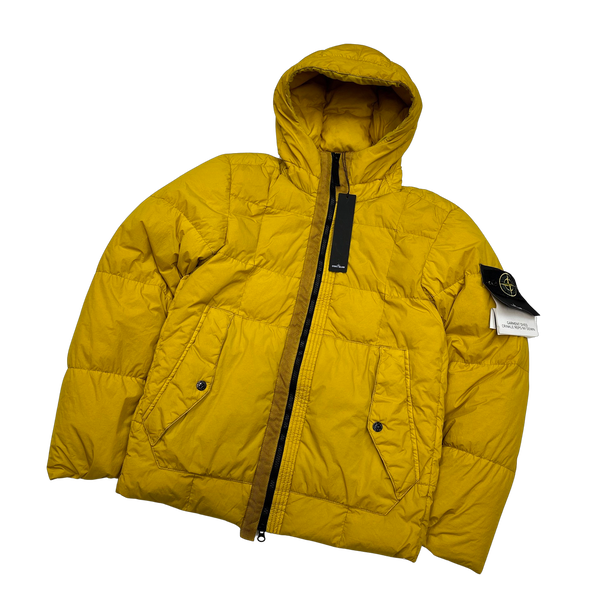 Stone Island 2018 Yellow Down Filled Crinkle Puffer Jacket - Small